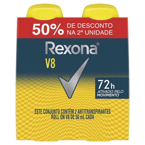 Kit Desodorante Antitranspirante Rexona V8 2 Unidades De 50Ml Roll-On