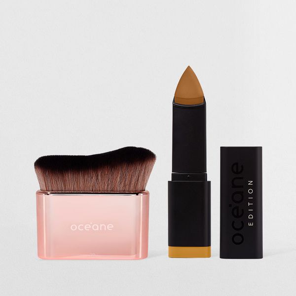 Kit Base em Bastão Almond + Pincel de Maquiagem Multifuncional (2 Produtos)