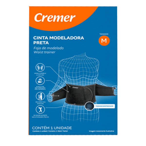Cinta Modeladora Preta Cremer Tamanho M 1 Unidade