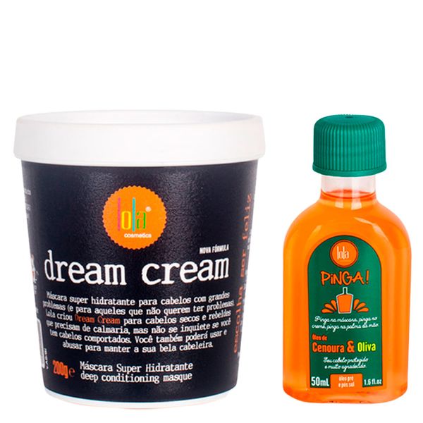 Kit Lola From Rio - Máscara Dream Cream 200 g + Óleo Pinga! Cenoura & Oliva 50 ml