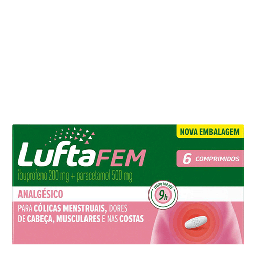 Analgésico Luftafem 200mg + 500mg 6 Comprimidos
