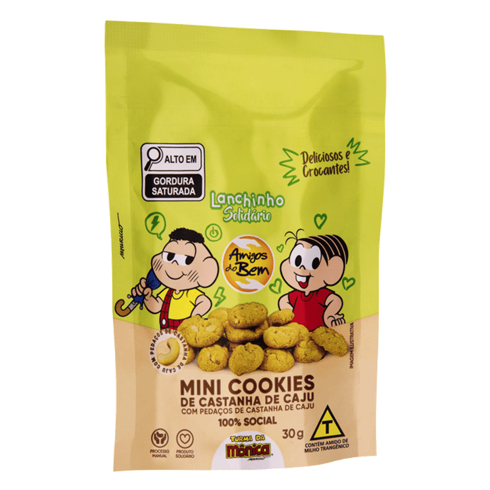 Mini Cookie de Castanha-De-Caju Turma Da Monica Amigos do Bem
