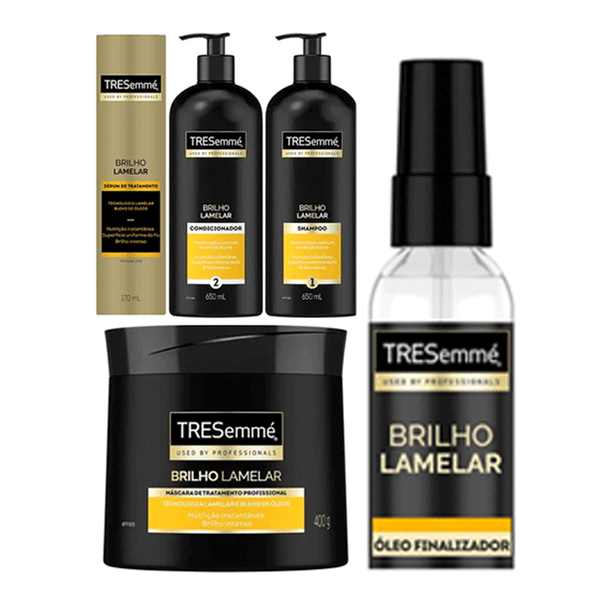 Kit Tresemmé Brilho Lamelar Shampoo 650ml + Condicionador 650ml + Máscara para Cabelo 400g + Sérum Capilar 170ml + Óleo Finalizador 60ml