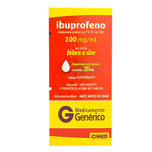 Analgésico, Anti-Inflamatório E Antitérmico Ibuprofeno 100Mg/Ml Genérico Cimed 20Ml