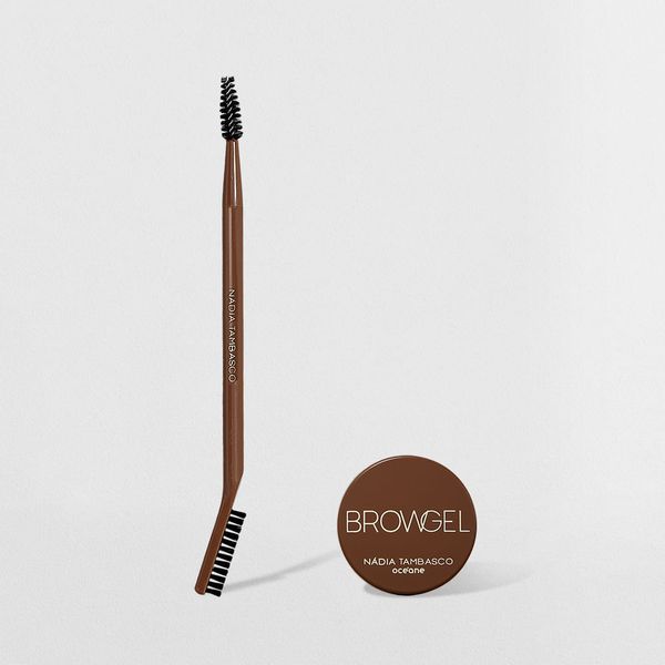 Kit Gel de para Sobrancelha + Pincel Duo Brow Brush Nádia Tambasco By Océane (2 Produtos)