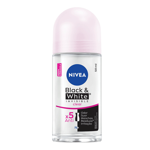 Desodorante Antitranspirante Roll On Nivea Invisible Black & White Clear 50Ml
