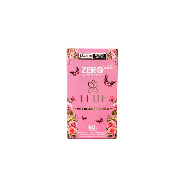 Barra De Chocolate Branco Com Petalas De Rosa Fehe 50g