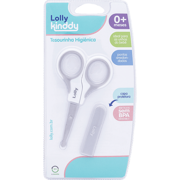 Tesoura Infantil Lolly Kindy com Capa Protetora 1 Unidade
