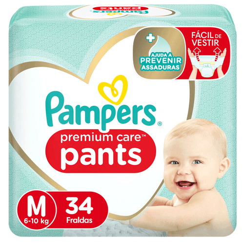 Fralda Pampers Pants Premium Care Roupinha M 34 Unidades