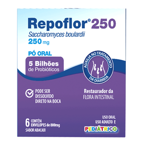Probiótico Repoflor 250Mg Ems 6 Sachês Pó Oral