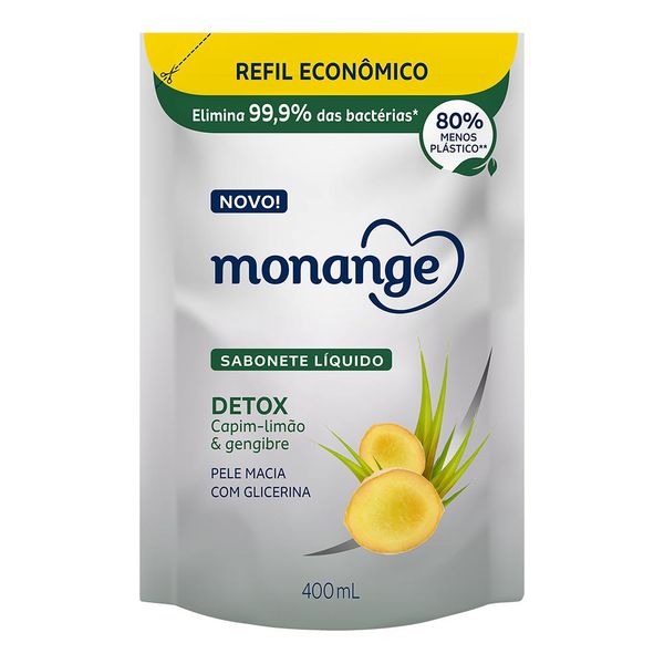 Refil Sabonete Líquido Monange Detox Capim-Limão & Gengibre 400ml