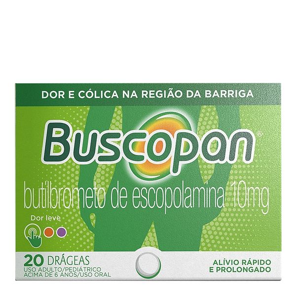 Analgésico e Antiespasmódico Buscopan 10mg 20 Drágeas