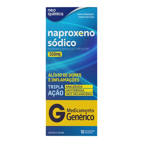 Analgésico E Anti-Inflamatório Naproxeno Sódico 550Mg Genérico Neo Química 10 Comprimidos