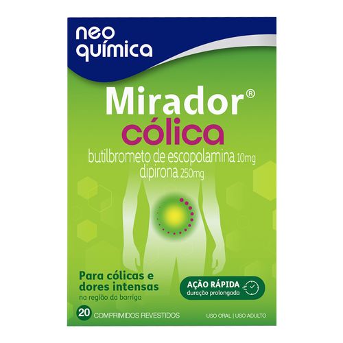 Antiespasmódicos E Analgésicos Mirador Cólica 10Mg + 250Mg 20 Comprimidos Revestidos