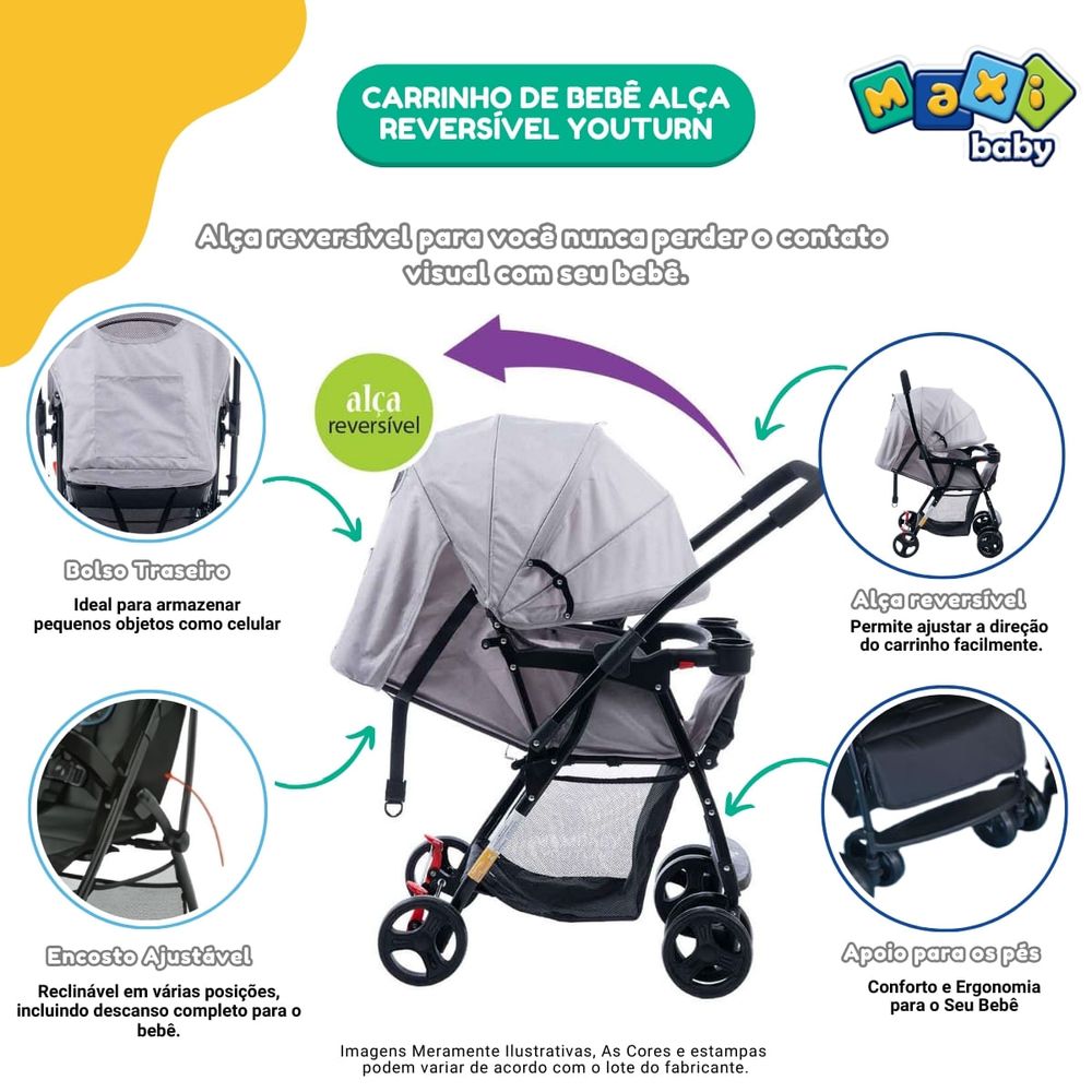 Carrinho de Bebê Com Alça Reversível YouTurn Maxi Baby - Drogaria Sao Paulo