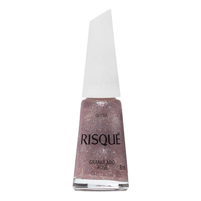 Esmalte Risqué Efeito Glitter Granulado Rosê 8ml