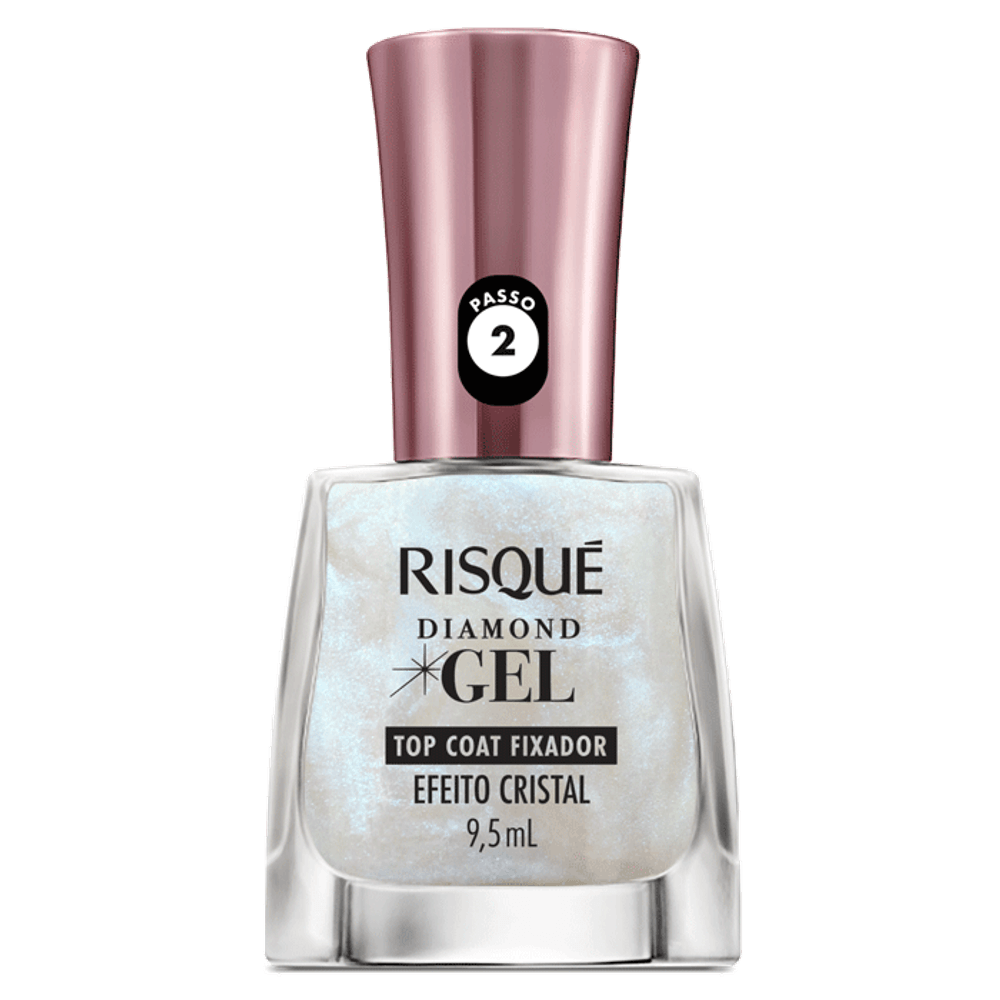 Esmalte Top Coat Risque Diamond Gel Fixador Efeito Cristal 9,5ml ...