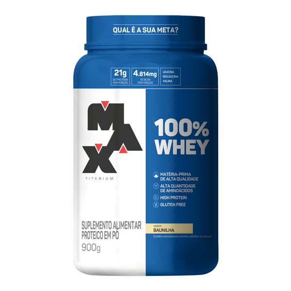 Whey Protein 100% Max Titanium Sabor Baunilha 900g Pó