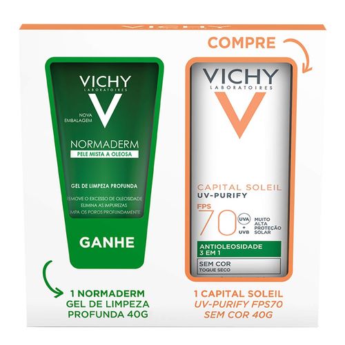 Kit Vichy Protetor Solar Facial Fps 70 Capital Soleil Uv-Purify 40G + Gel De Limpeza Normaderm 40G