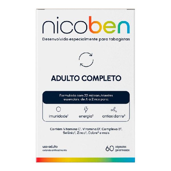 Complemento Alimentar Nicoben Adulto Completo 60 Cápsulas Gelatinosas