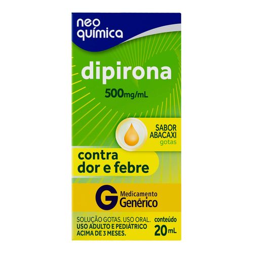 Dipirona Monoidratada 500Mg/Ml Genérico Neo Química Abacaxi 20Ml Gotas