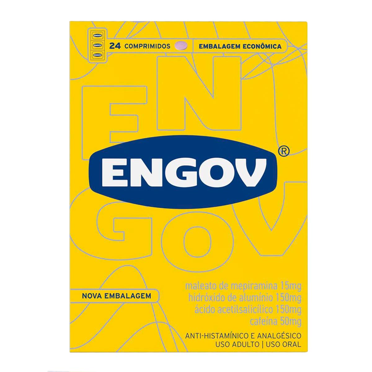Analgésico e Antiácido Engov 24 Comprimidos
