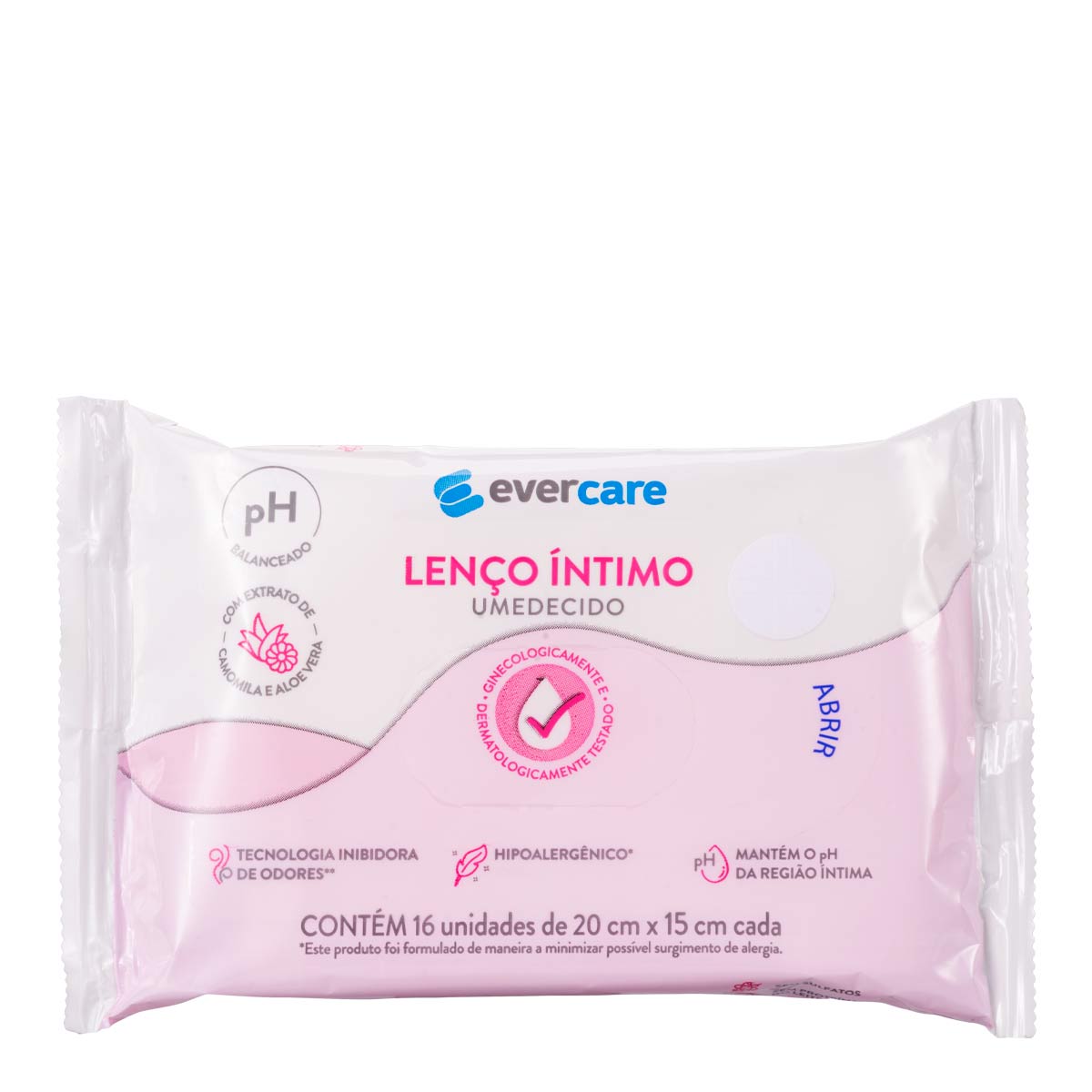 Lenço Umedecido Íntimo Ever Care Sem Fragrância 16 Unidades