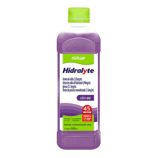 Reidratante Hidralyte 2,05mg/ml + 0,98mg/ml + 22,5mg/ml + 2,16mg/ml 500ml Uva