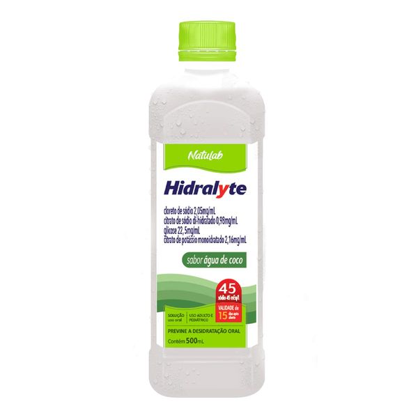 Reidratante Hidralyte 2,05mg/ml + 0,98mg/ml + 22,5mg/ml + 2,16mg/ml 500ml Água de Coco
