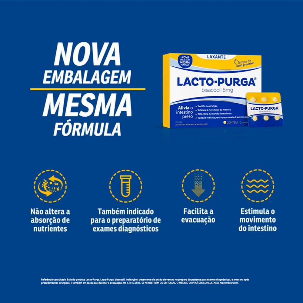 Lacto-Purga 5mg Cosmed 12 Comprimidos Revestidos - Drogaria Sao Paulo
