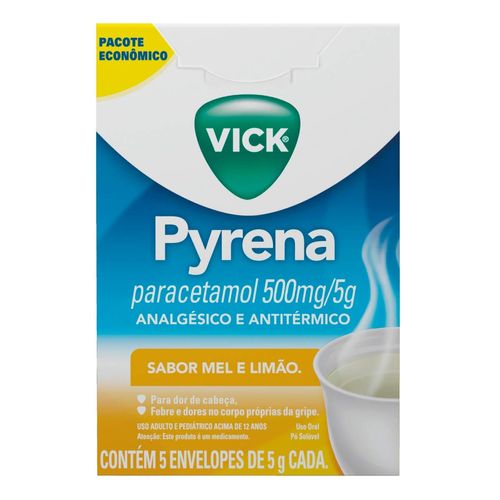 Analgésico E Antitérmico Vick Pyrena Mel E Limão 500Mg/5G 5 Envelopes