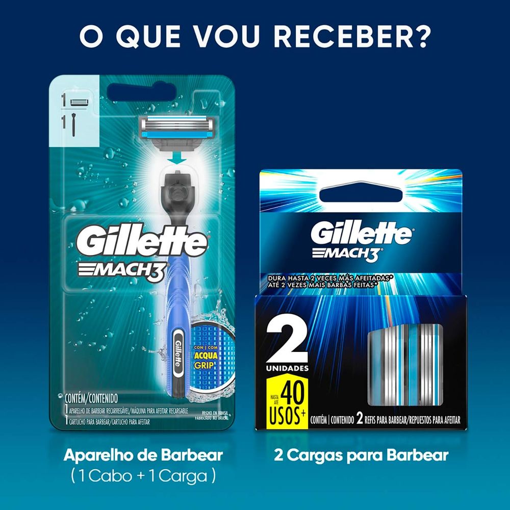 人気TOP Mach3 Gillette Kit 1 Para Cargas 3 + Recarregável Aparelho トップス