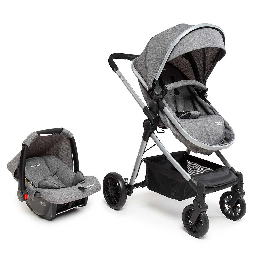 Carrinho com Bebê Conforto Travel System Prestige Duo Cinza Melange + voyage 935347875