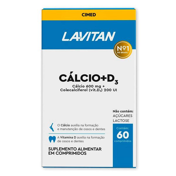 Suplemento Alimentar Lavitan Cálcio 600mg + Vitamina D 200UI 60 Comprimidos