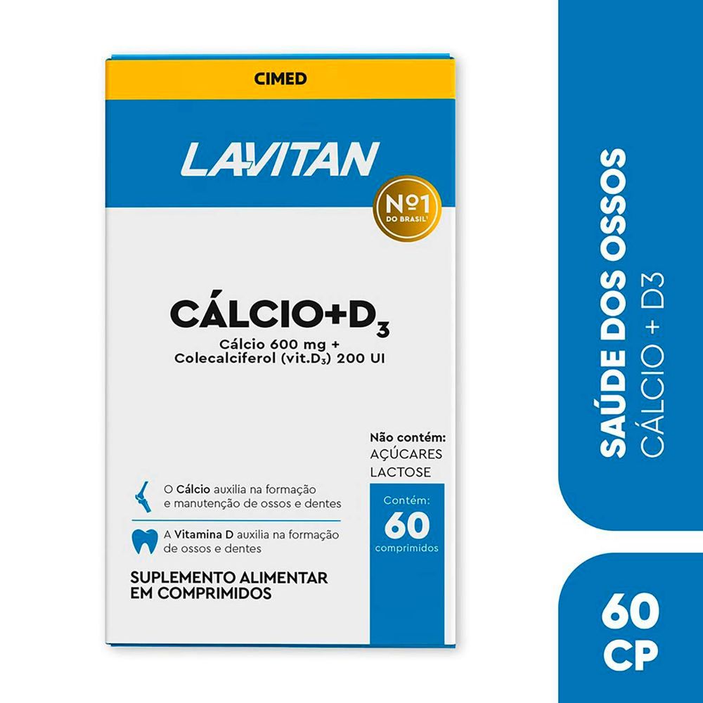 Suplemento Alimentar Lavitan Cálcio 600mg + Vitamina D 200UI 60 ...