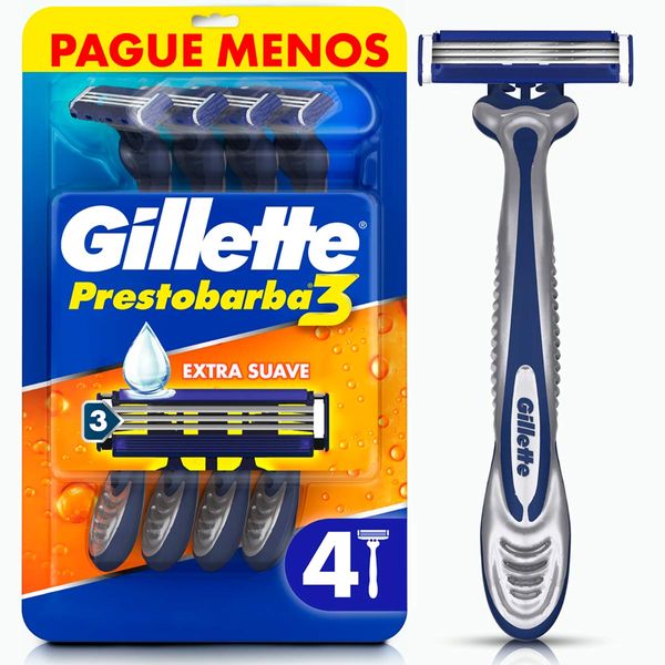 Aparelho de Barbear Gillette Prestobarba3 Extra Suave 4 Unidades