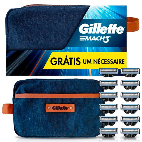 Kit 12 Cargas De Aparelho Para Barbear Gillette Mach3 + 1 Necessair