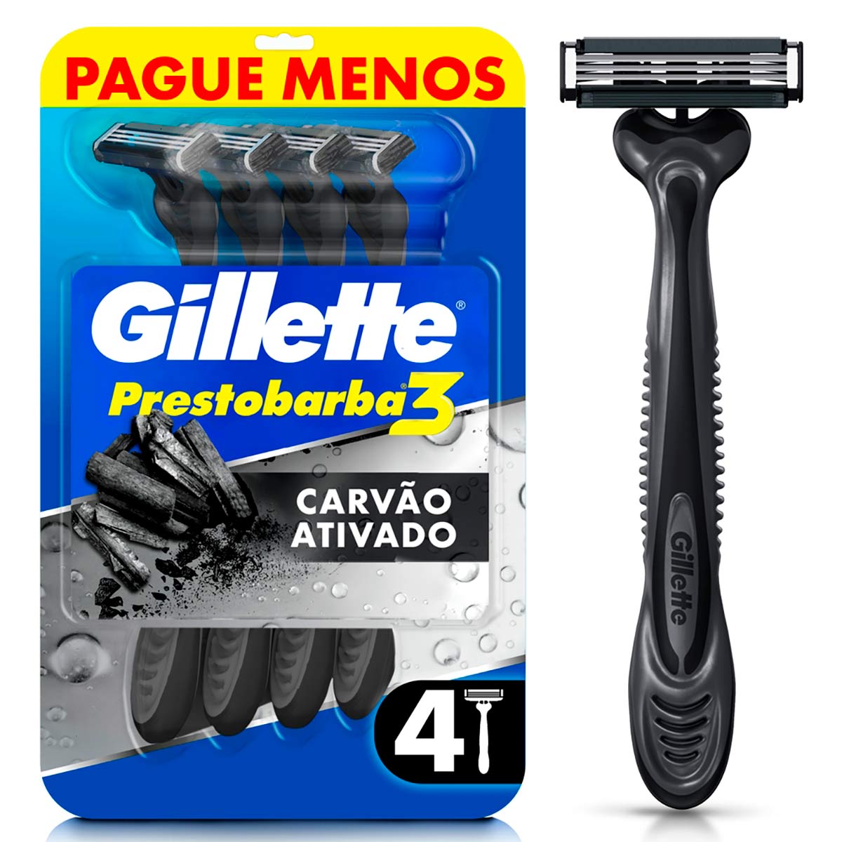 Kit Gillette Mach3 1 Aparelho Recarregável + 3 Cargas Para