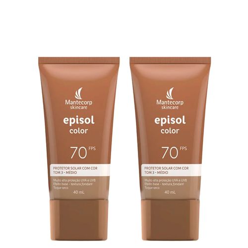 Kit Mantecorp Episol Color Protetor Solar Facial 3-Médio Fps70 40Ml - 2 Unidades