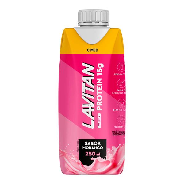 Bebida Proteica Lavitan Whey Protein Sabor Morango Zero Lactose 250ml