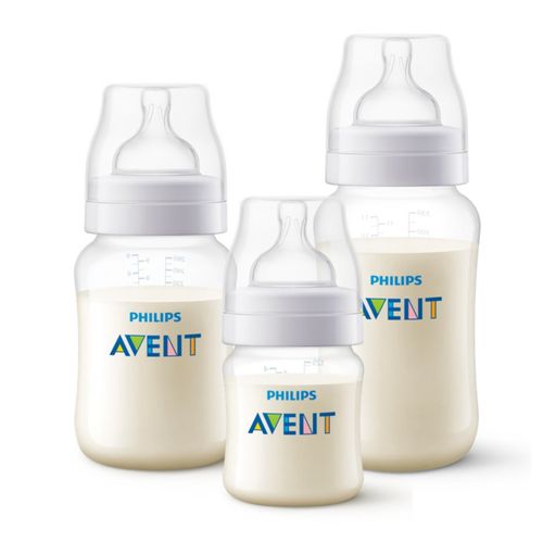 Kit Triplo Mamadeiras Anti-Colic 125 ml + 260 ml + 330 ml Transparentes – Philips Avent Kit Triplo Mamadeiras Anti-Colic 125 ml + 260 ml + 330 ml Transparentes – Philips Avent