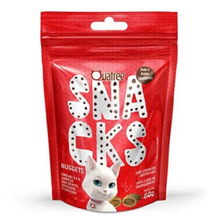 Petisco Snacks Nuggets Gatos Pele E Pelo 60g Quatree