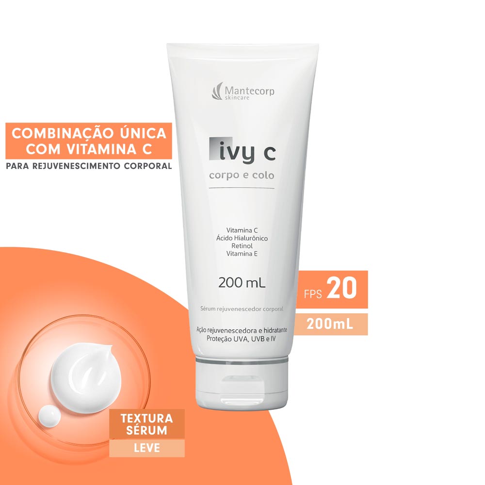 Protetor Solar Corpo e Colo Mantecorp Skincare FPS 20 Ivy C Sérum