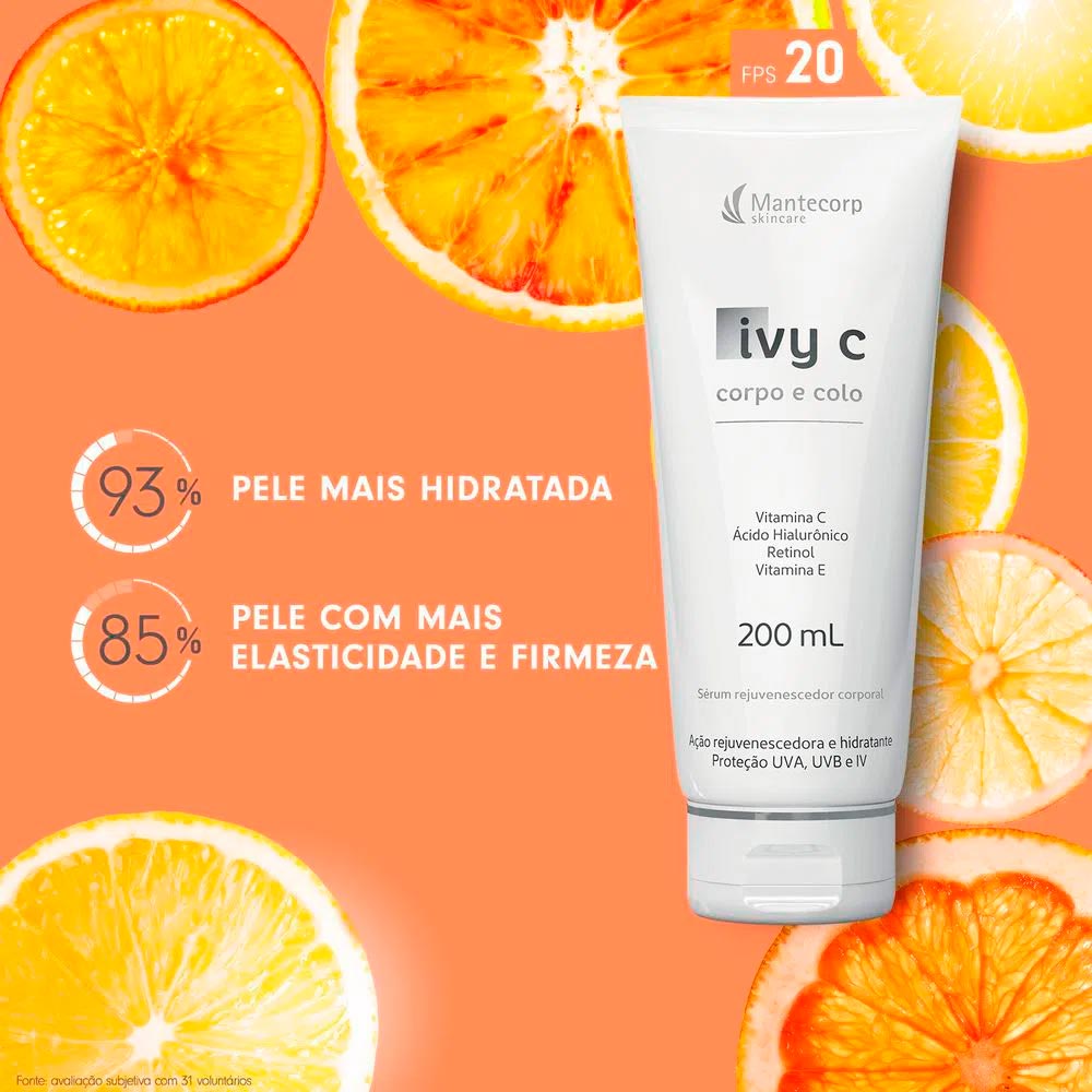 Protetor Solar Corpo e Colo Mantecorp Skincare FPS 20 Ivy C Sérum