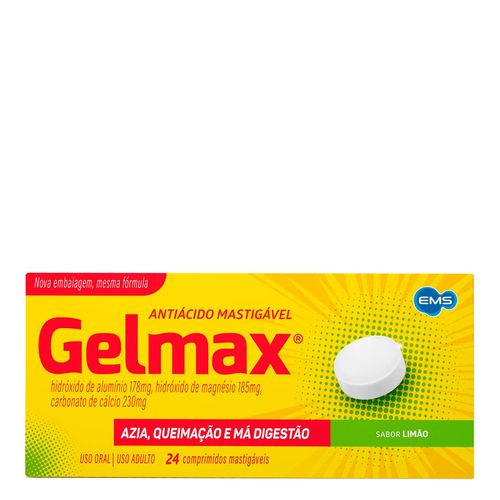 Antiácido Gelmax 178Mg + 185Mg + 230Mg 24 Comprimidos Mastigáveis Papaia