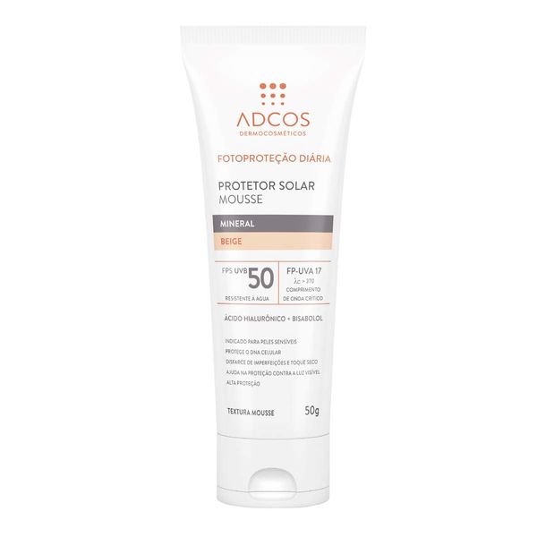 Protetor Solar Facial Adcos FPS 50 Mineral Beige 50g Mousse