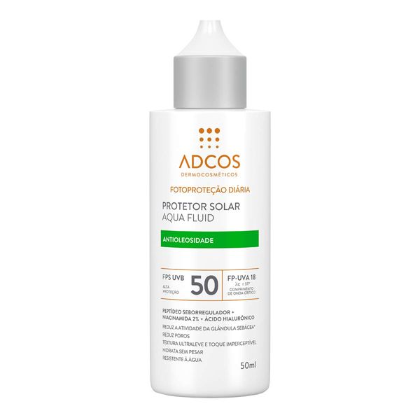 Protetor Solar Facial Adcos FPS 50 Aquafluid Antioleosidade 40ml