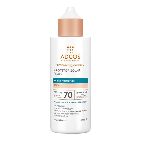 Protetor Solar Facial Adcos FPS 70 Fluid Shield Protection Beige 40ml