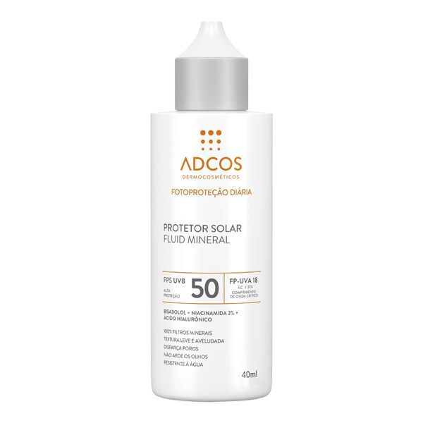 Protetor Solar Facial Adcos FPS 50 Fluid Mineral 40ml