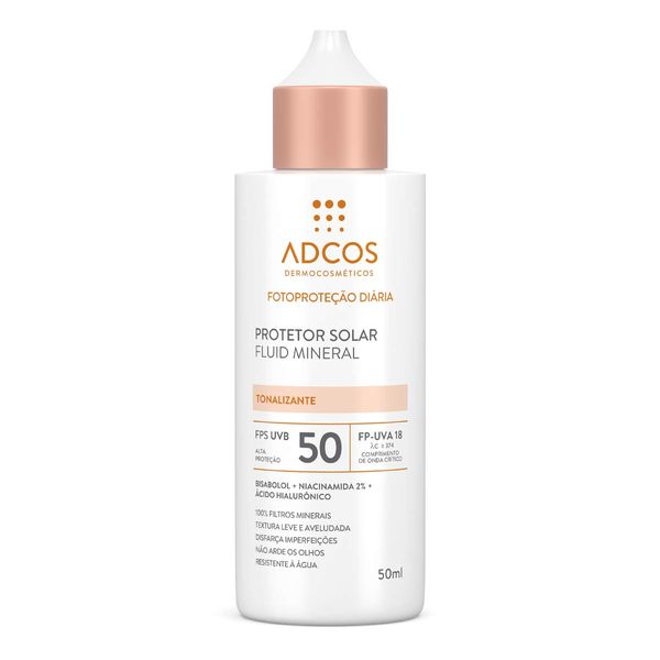 Protetor Solar Facial Adcos FPS 50 Fluid Mineral Tonalizante 40ml